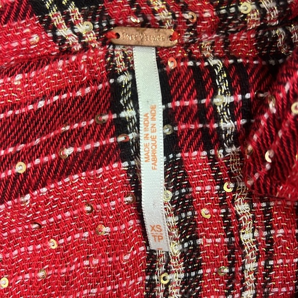 Free People Fearless Love Sequins Blouse Red - Picture 5 of 6